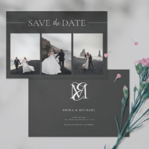 3 Photos Simple and Minimalist Black Wedding Save The Date