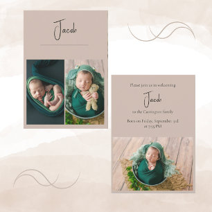 3 Photos Simple Baby Birth Announcement