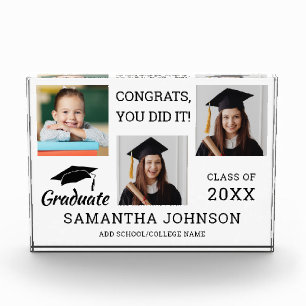 3 Picture Collage Congratulations Grad 2025 White Photo Block