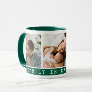 3 Picture Multi Photo Collage Family Quote Green Mug
