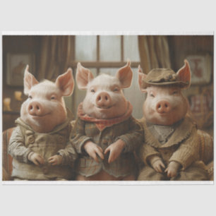 3 Pigs in Business Suites Decoupage Tissue Paper