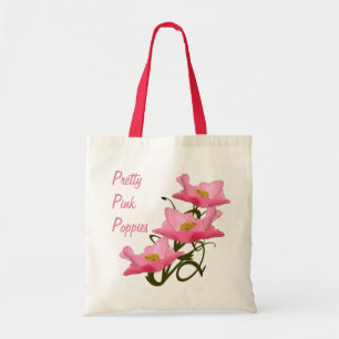 3 Pink Poppy Flowers Eco Friendly Reusable Tote Bag