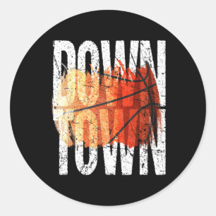 3 Point Shot Basketball Graphic - Downtown  Classic Round Sticker