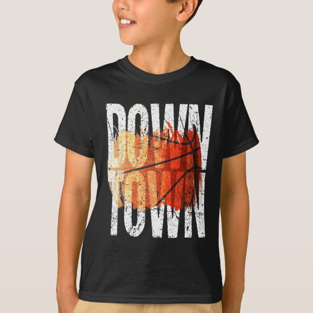 3 Point Shot Basketball Graphic - Downtown  T-Shirt (Front)