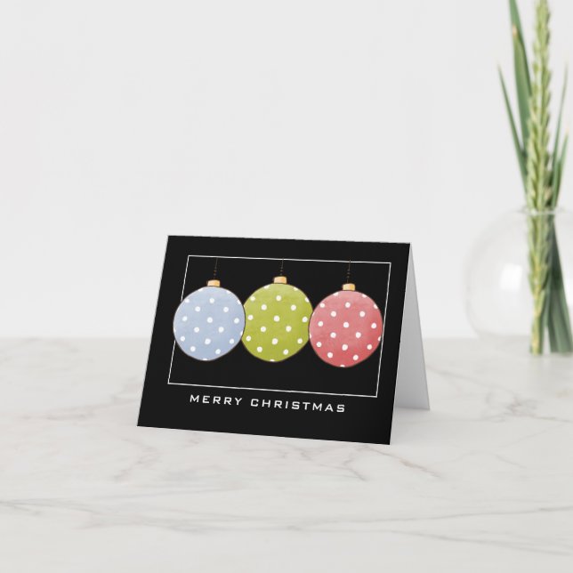 3 Polka Dot Ornaments  Merry Christmas Card (Front)