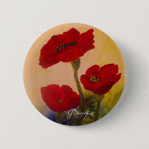 3 Poppies 6 Cm Round Badge