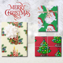 3 Pretty Christmas Santa Tree Candle