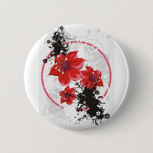 3 Pretty Flowers - Colour 6 Cm Round Badge