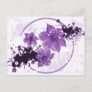 3 Pretty Flowers - Purple Postcard