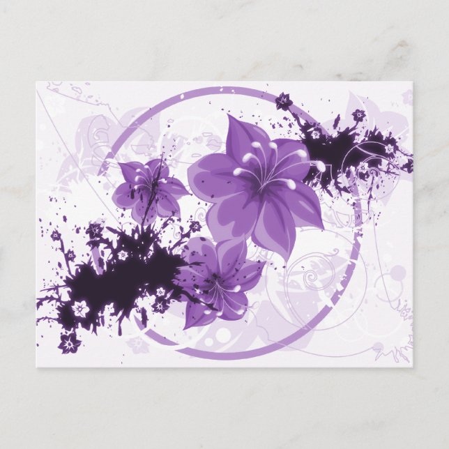 3 Pretty Flowers - Purple Postcard (Front)