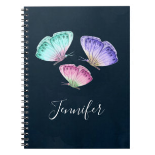 3 Pretty Pastel Watercolor Butterflies Notebook