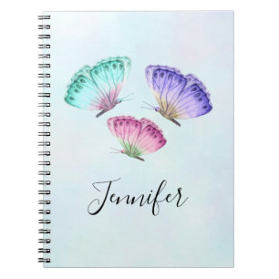 3 Pretty Pastel Watercolor Butterflies Notebook