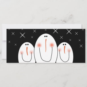 3 Primitive Folk Art Snowmen Holiday Party Invitation