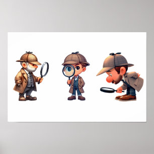 3 Private Investigators searching for clues Poster