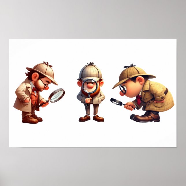 3 Private Investigators searching for clues Poster (Front)