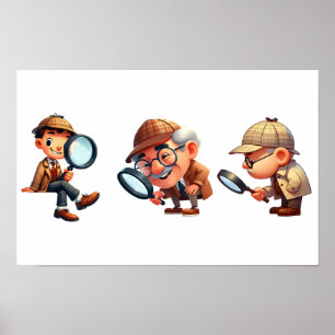 3 Private Investigators searching for clues Poster