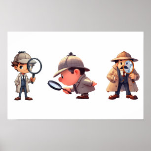 3 Private Investigators searching for clues Poster