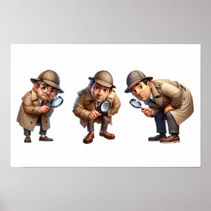  3 Private Investigators searching for clues Poster