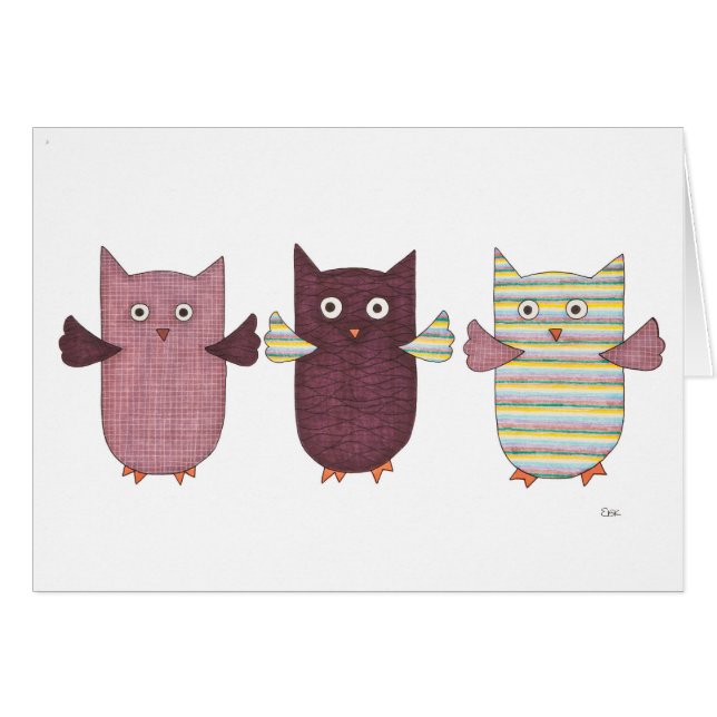 3 Purple Owls Flying (Front Horizontal)