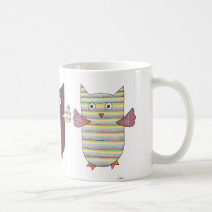 3 Purple Owls Flying Coffee Mug