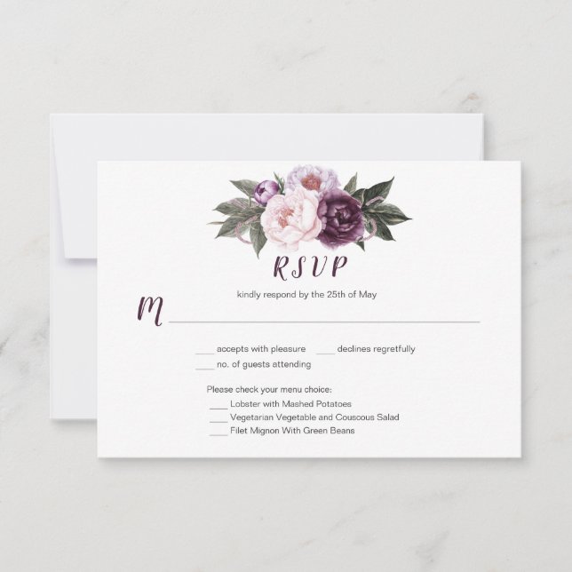 #3 Purple Plum Pink Peonies Bouquet Menu Choice (Front)