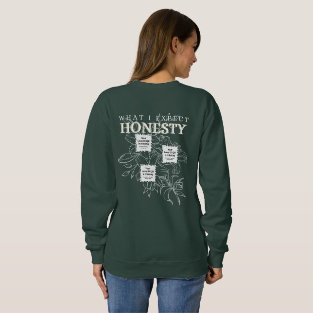 3 QRs - "HONESTY - FLOWERS" - What I Expect Sweatshirt (Back Full)