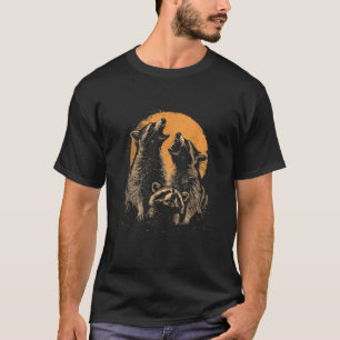 3 Racoon Moon Howling Racoon Funny Graphic Meme H T-Shirt