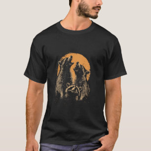 3 Racoon Moon Howling Racoon Funny Graphic Meme H T-Shirt