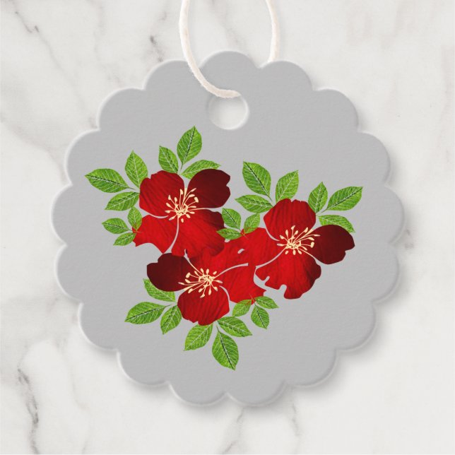 3 Red Flowers Gift Tags (Front)