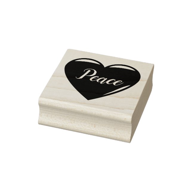 3 Red heart shaped Peace, hearts, Rubber Stamp (Stamp)