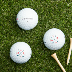 3 Red Initial Letters Personalised Monogram Golf Balls
