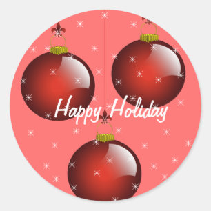 3 Red Ornaments Classic Round Sticker