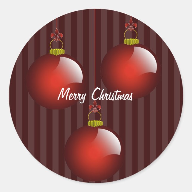 3 Red Ornaments Classic Round Sticker (Front)