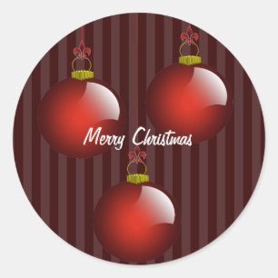 3 Red Ornaments Classic Round Sticker