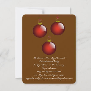 3 Red Ornaments Invitation