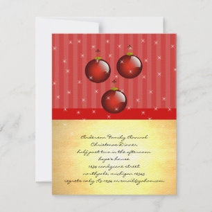 3 Red Ornaments Invitation