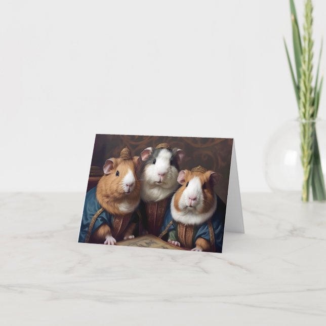 3 Renaissance Guinea Pigs Folded Card (Front)