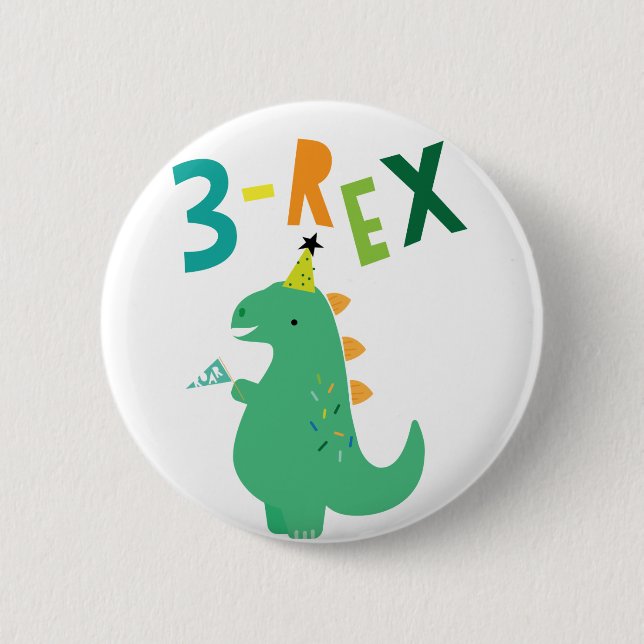 3-Rex Birthday Boy Dinosaur Pin (Front)