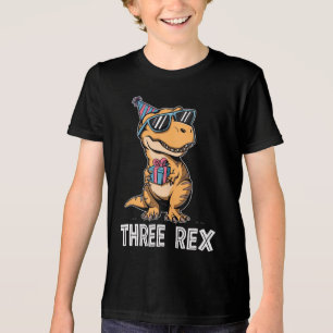 3 Rex Dinosaur 3rd Birthday Boy Girl Three Rex Tri-Blend Shirt
