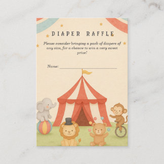 3 Ring Circus Diaper Raffle Diaper Raffle Enclosure Card