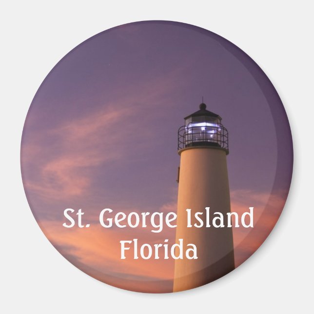 3" Round Magnet - Lighthouse (Purple Twilight) (Front)