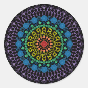 3" Round Sticker with Good Day Bike Mandala