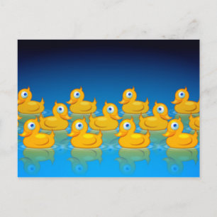 3 rows of rubber ducks postcard