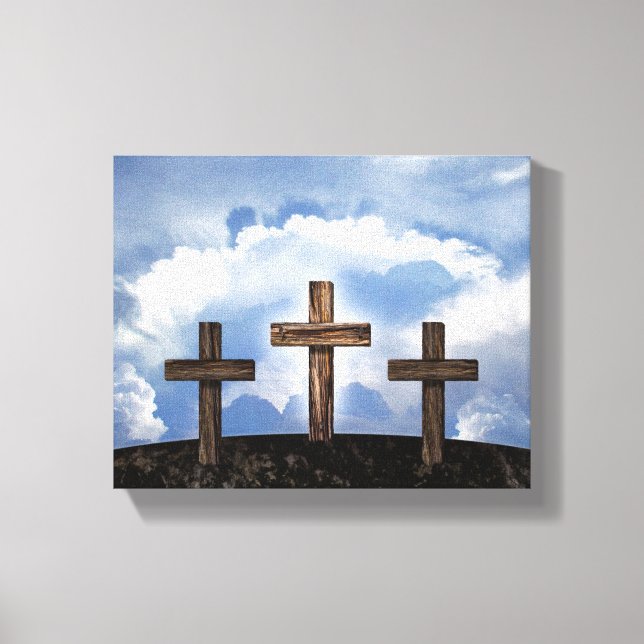 3 Rugged Crosses with Sky Canvas Print (Front)