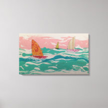 3 sailboats on water - Mixed Media art