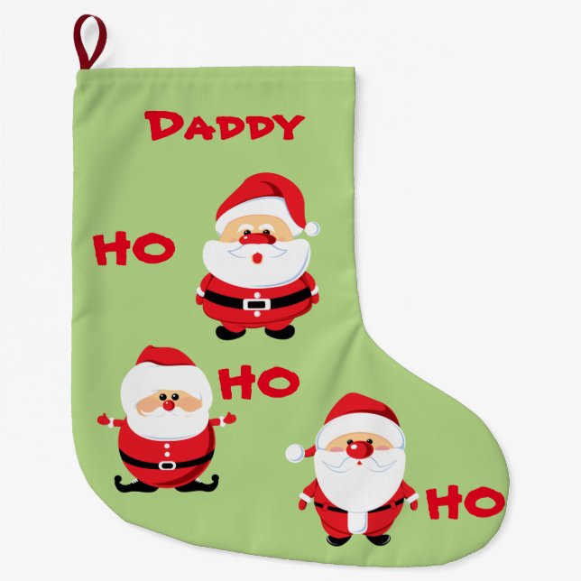 3 Santas Large Christmas Stocking (Front)