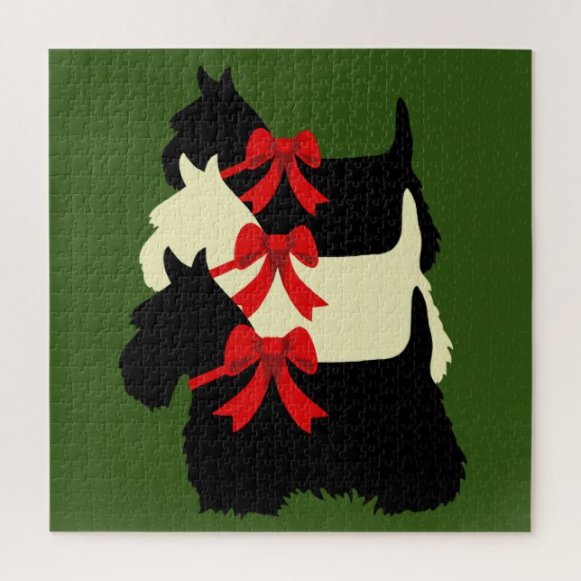 3 Scottish Terrier black silhouette /1014 piece Jigsaw Puzzle (Vertical)