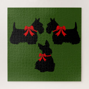 3 Scottish Terrier black silhouette /676 piece Jigsaw Puzzle