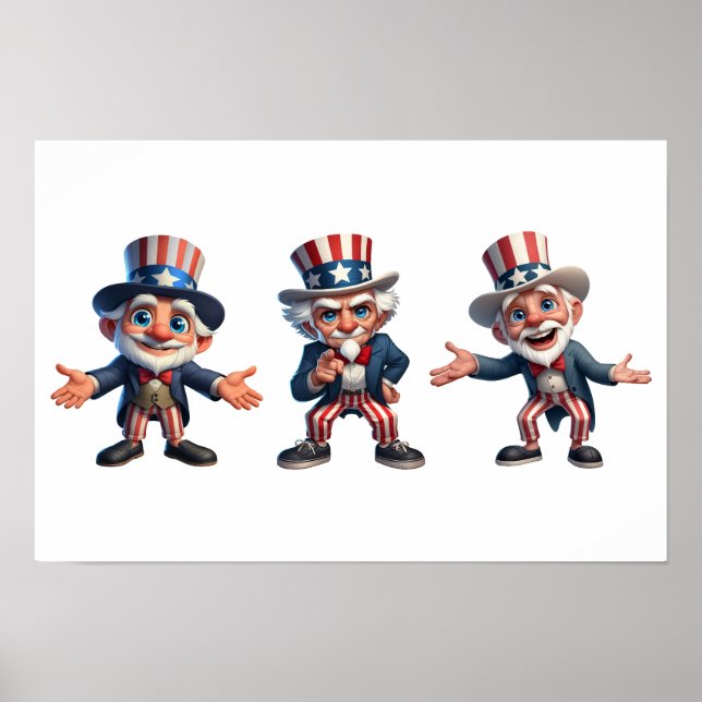 3 senior citizens dressed as Uncle Sam Poster (Front)