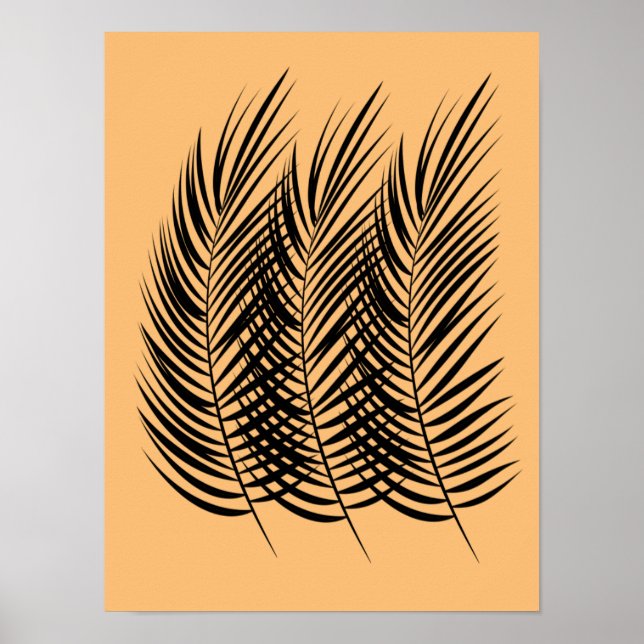 3 set of palm tree leaves wall art decor. (Front)